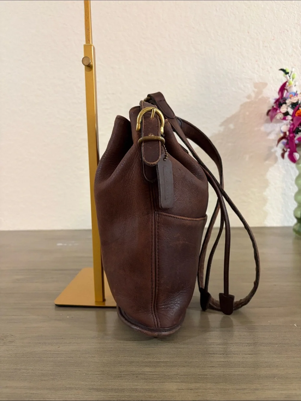 Coach 4151 Milk Chocolate Brown Vintage Drawstring Bucket Bag